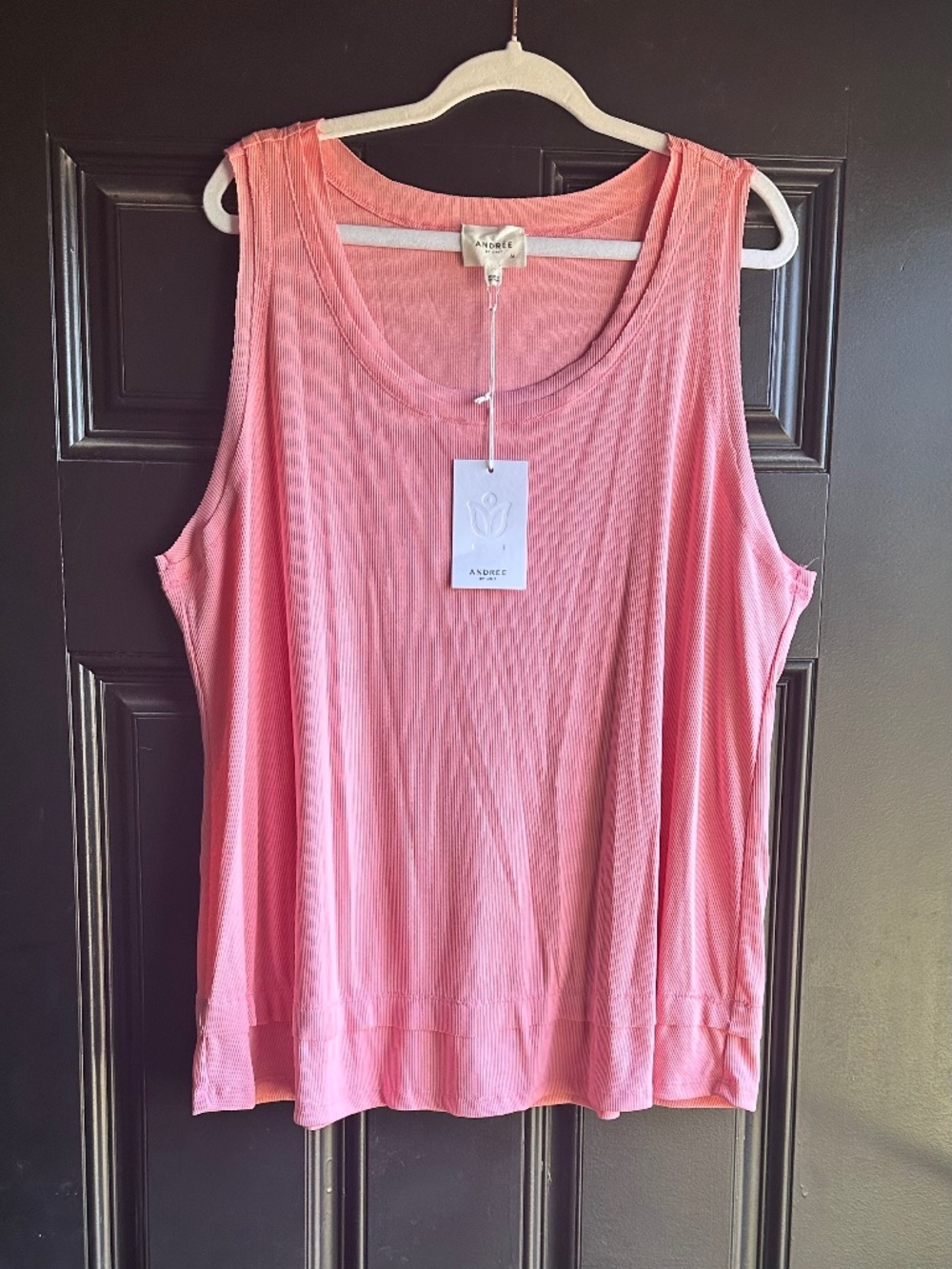 Andree Sleeveless Round Neck Ribbed Top - Pink